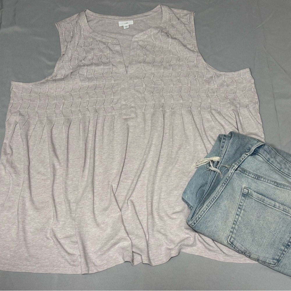 J.Jill Sleeveless Textured Knit Tunic Top Neutral Beige Size 3xl - Picture 2 of 7